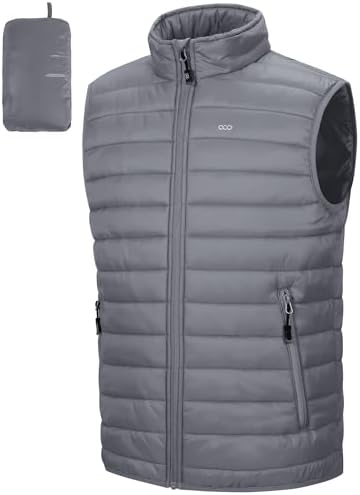 33,000ft Herren Packbare Steppweste Übergangsweste Pufferweste 5 Taschen | Leicht, Wasserabweisend, Gefüttert, Winddicht, Warm, Golfweste, Sportweste, Outdoorweste, für Casual Wand