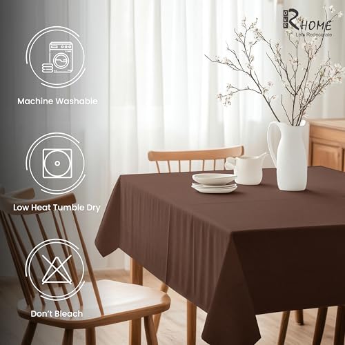 Image of R home 100% Cotton Solid Table Cover | 200 GSM Thick Fabric, Anti-Skid | Machine Washable & Reusable | Ideal for Dining Table & Centre Table, Easy Maintenance (Cocoa Brown, 56 x 56 Inch)