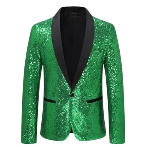 Niiyyjj Men's Sequin Suit Jacket Single Breasted Slim Fit Blazer Wedding Party Stage Tuxedo for Evening Events Khaki 5XL steampunk buy now online