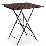 HOMN LIVING Mesa de Jardín Plegable Agata Cuadrada de Madera y Metal Negro, 60x60x70 cm