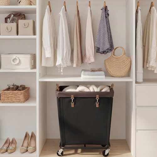 Image of StorageWorks Laundry Basket with Wheels for Clothes, 210L Black Hamper Cart