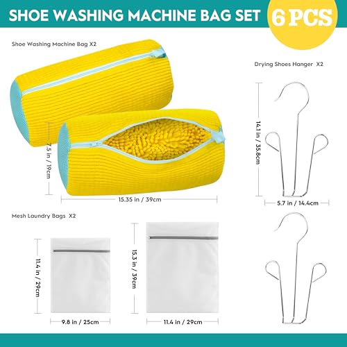 6PCS Shoe Washing Machine Bag Set - Sneaker Protector Bag for Washing Machine with Secure Zipper, 360° Non-Scratch Cleaning & Tumble Dryer Safe, Shoe Cleaning Bag for All Shoes - Image 3