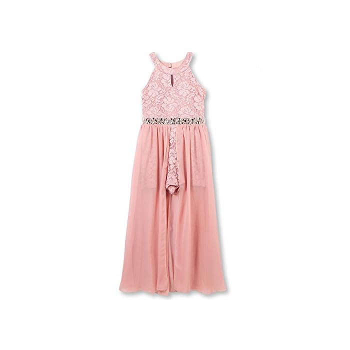 Speechless Girl's High Neck Romper Maxi WalkThrough Party Dress