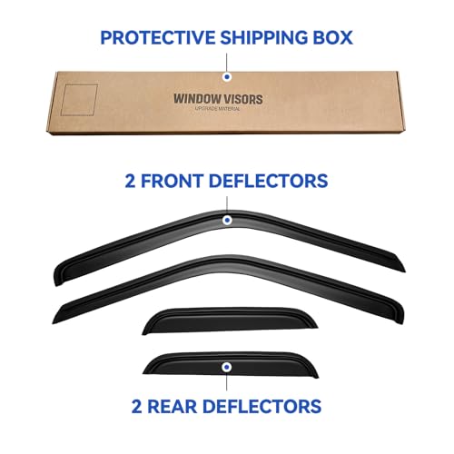 Image of Window Visors Rain Guards for 1988-1999 Chevy /GMC C1500 / C2500 /C3500 / K1500 / K2500 / K3500 Extended Cab, Out-Channel Window Vent Wind Deflectors Visors Shades