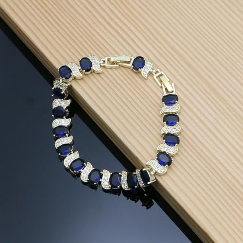 Image of LMXXVJ Fashion Tennis Bracelet Created Emerald White Gold Plated Charm Bracelet Gifts Jewelry for Women