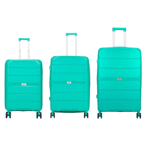 Image of VIP Pristine Hardsided 8 Wheel Polypropylene (Pp) Spinner Suitcase With Large Expander,Combination Lock And 5 Years International Warranty (Aqua Blue, (Cabin+Medium+Large)), 60 Cm