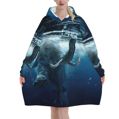 Couverture à capuche flanelle adulte plaid portable motif éléphant