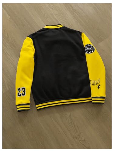 Floerns Men's Varsity Baseball Bomber Jacket Long Sleeve Colorblock Lightweight Coat2