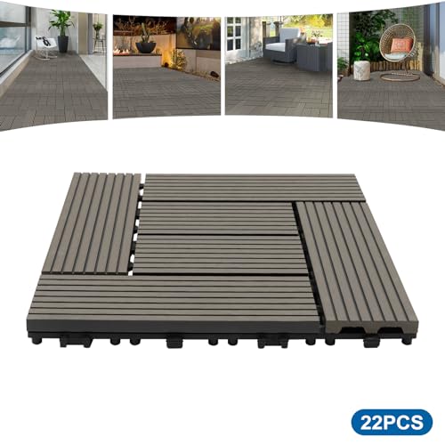 LUNICASHA Wpc terrastegels, tegels, 11 stuks, balkontegels, kliktegels, hout, kunststof, terrastegels, tuin, balkon, vloerbedekking, bruin, 30 x 60 cm - Image 3