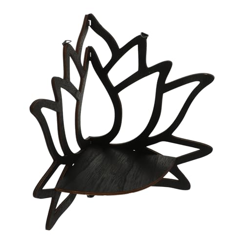 Gadpiparty Estantería flotante de pared de madera con diseño en forma de loto, color negro