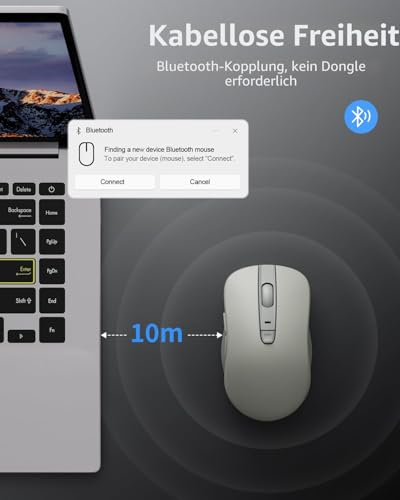 Lenovo Maus kabellos WL300, Wireless Bluetooth Mouse mit leise Klicks, Wireless Computer Mouse,3 Einstellbare DPI für Office Home… – Ansicht 3