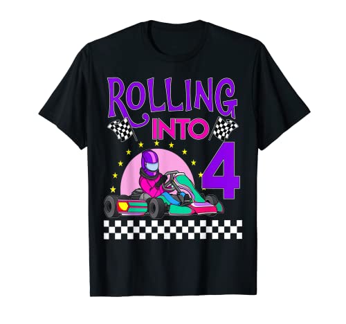 Rodando en 4 Go Kart Racing Go-Kart 4th Birthday Racing Camiseta