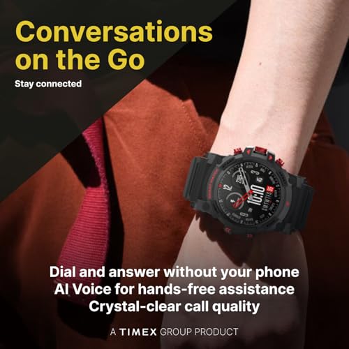 Image of TIMEX iConnect Go 1.38 inch(3.50 cm) Display with Functional Crown and BT Calling Smartwatch for Unisex - TWIXW800T, Black