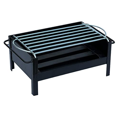 MUEBLIX.COM | Barbacoa Portátil Escarrilla | Barbacoa Sobremesa Apta para Leña o Carbón Vegetal | Mini Parrilla de Mesa | Barbacoa para Camping | 40 x 23 x 15 cm Cover