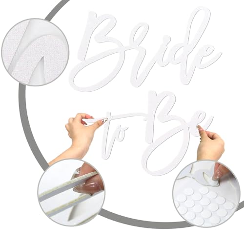 Image of Bride to Be Sign - Glitter White Felt Letters Bridal Shower Sign for Backdrop Bride to Be Sign Letters for Balloon Arch Photo Props Bachelorette Engagement Wedding