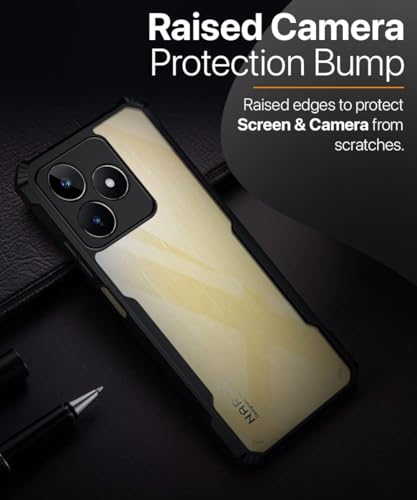 Image of WOW IMAGINE ShockProof Clear Protective Back Case for Realme Narzo N53 | Realme C53 | Realme C51 - AirEDGE Technology | 360 Degree Camera Protection | Transparent Hybrid Back Case Mobile Cover - Black