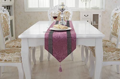 Chemin de table en flanelle violette 33x210 cm style chic et rétro - 3