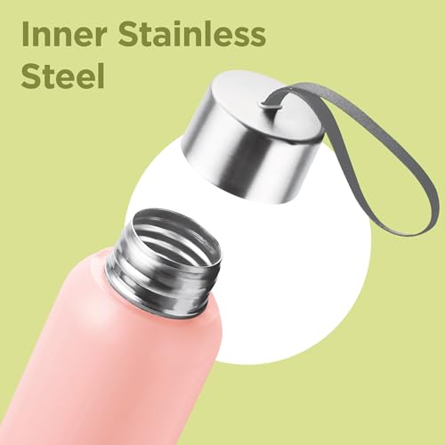 Image of Milton Halo 900 Steel Thermoware, Inner Steel, PU Insulated, Leak Proof Water Bottle for School Kids, Office, Gym, Easy to Carry Strap, 600 ml, Pink
