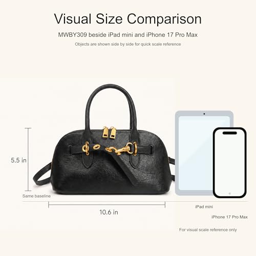 Image of Womens Leather Satchel Handbag, Top Handle Crossbody Purse | Genuine Leather, Structured Satchel, Small or Large, Top Handle, Crossbody Strap, Daily Carry, Work Travel