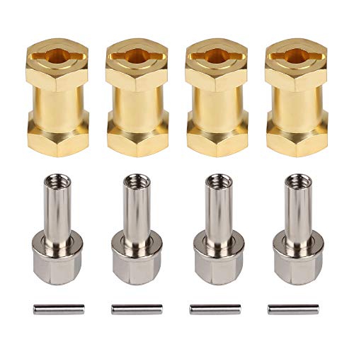INJORA RC Hex Hub 12mm Brass Wheels Hex Hub Extension Hex Drive Adapter for 1/10 RC Crawler Axial SCX10 90046 D90 (20mm)