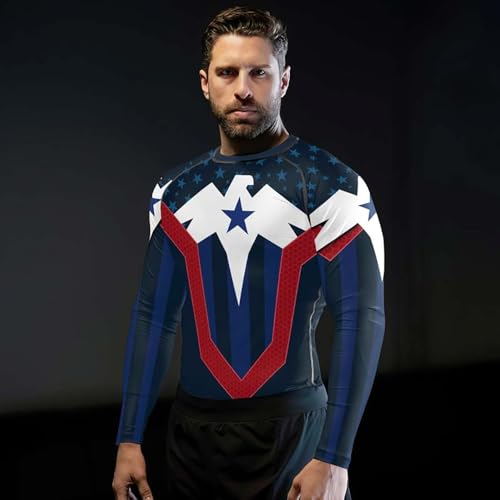 Eagle Men's Long Sleeve Compression Rash Guard, BJJ Workout Shirt, Breathable MMA Training Top4