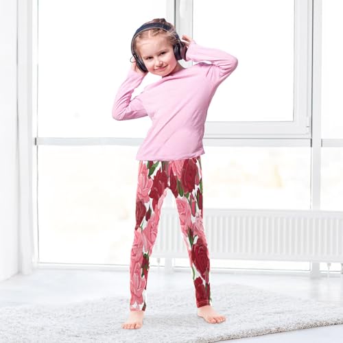 Bolaz Toddler Girls Leggings Printed Yoga Pants Leggings Red Pink Roses for Kids4
