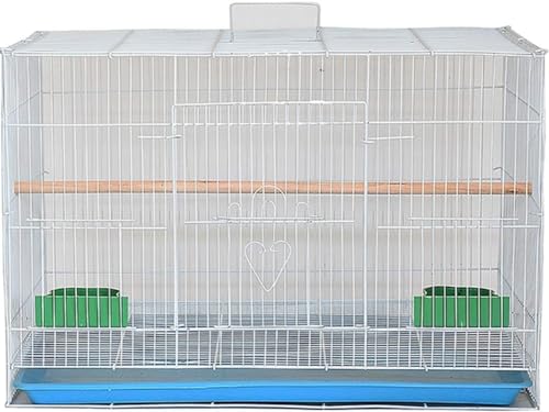 Hubiuyo 鳥籠 インコ 鳥かご ケージ 大型 、鳥かご ケージ ステンレス 、安い鉄製の鳥かご、室内旅行用のオウムのかご、うさぎのリス (40*30*30cm,ホワイト)