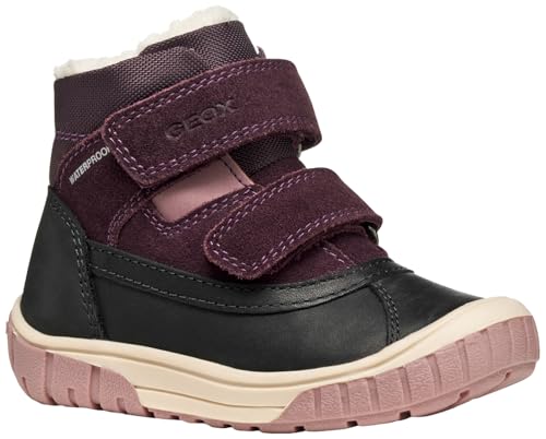 Image of Geox Baby B Omar Girl Wpf Ankle Boots Black/Dk Purple 22 EU