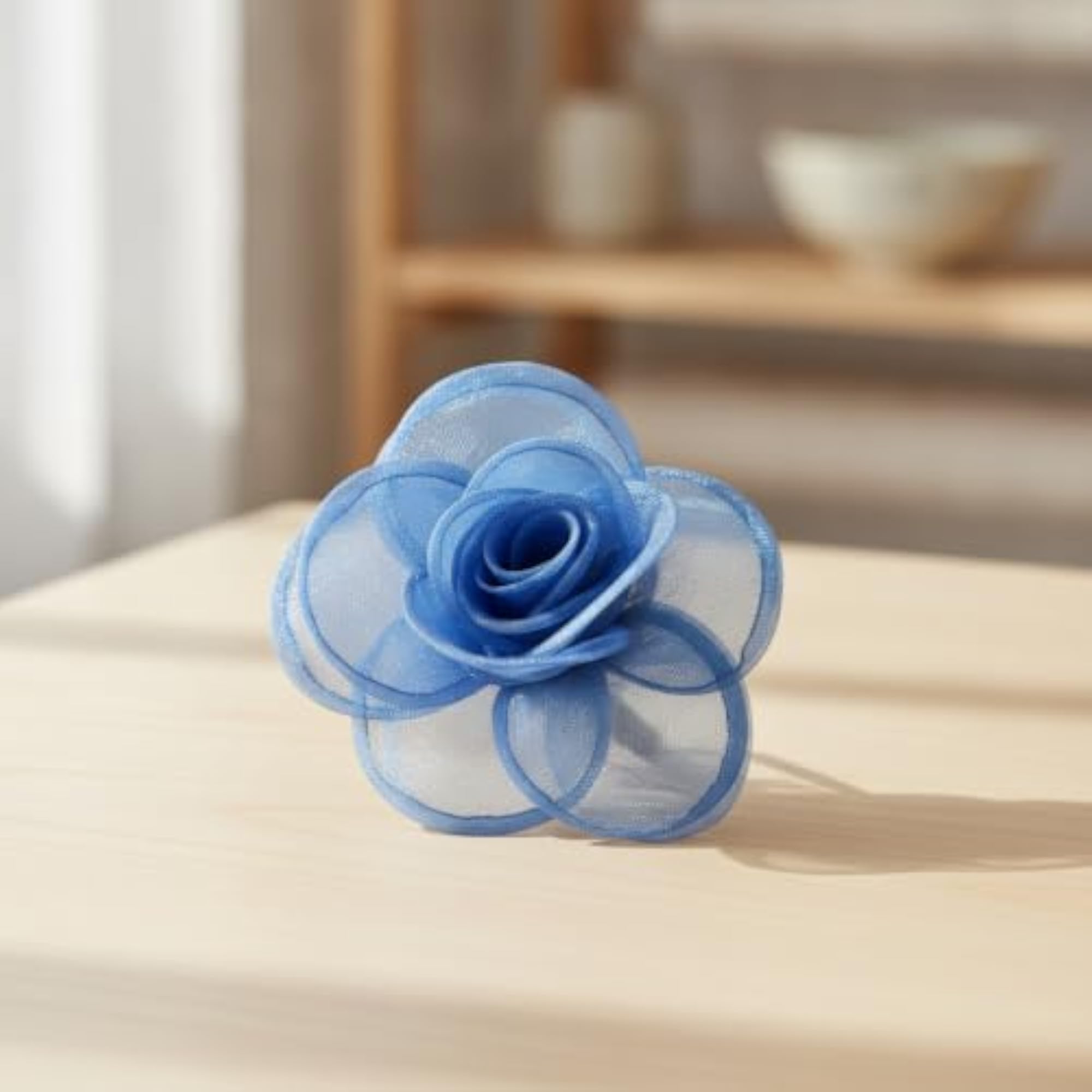 Handmade Korean Style Ribbon Rose Flower Applique