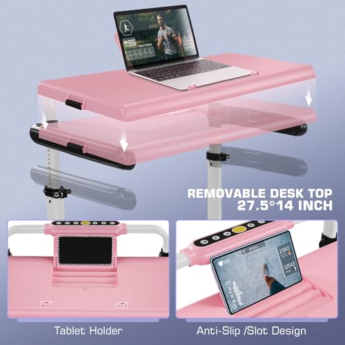 Image of Foldable Treadmill with Incline, Walking Pad Treadmill with Adjustable Height & Removable Desk Workstation, 300 LBS Weight Capacity, Portable Treadmills with Desktop for Home Office