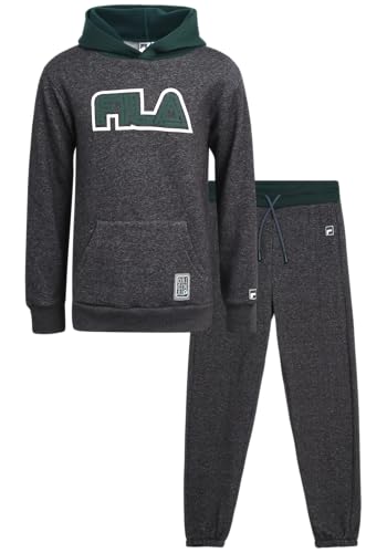 Image of Fila Boys Sweatsuit Set - 2 Piece Soft Athletic Poly Fleece Sweatshirt Graphic Hoodies and Active Jogger Sweatpants for Boys