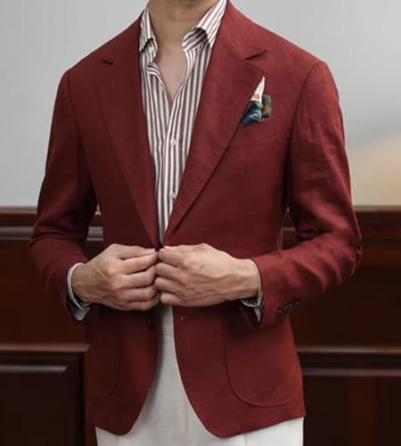 Mens Linen Blazer Slim Fit Single Breasted Suit Jacket Casual Sports Coat for Business Wedding Prom Formal Party4