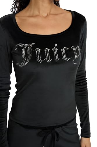 Juicy Couture Women's 2 Piece Velvet Fleece Long Sleeve Scoop Neck Fitted Top and Pants Lounge Sleepwear Set3