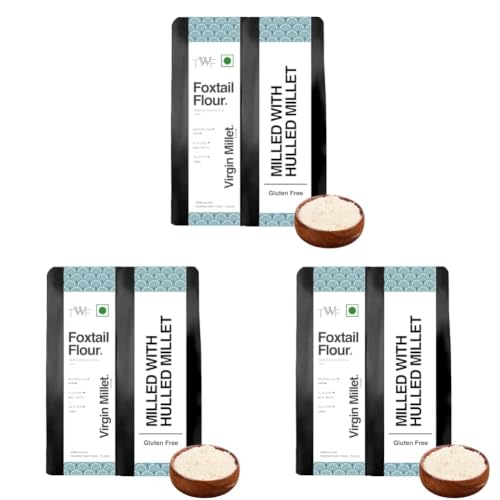 Image of TWF Foxtail Flour | 1kg | Stone Ground | Not Pulverized | Kakum /Kangni Atta | Naturally Gluten-Free | Virgin - Nutrient Rich (Pack of 3)