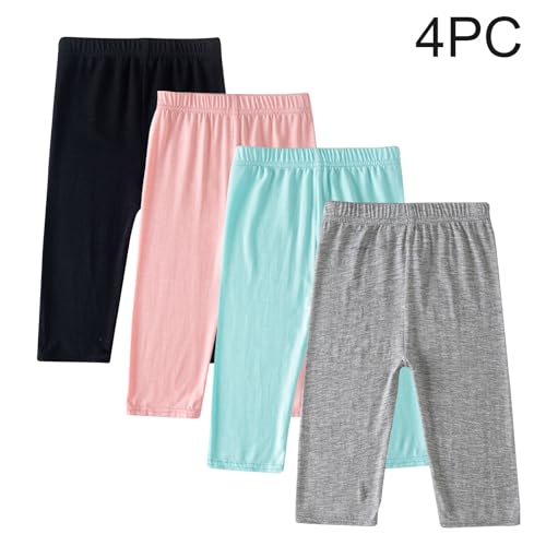 4 Packs Girls School Uniform Pants Short Leggings Kids Stretch Athletic Yoga Leggings Summer Comfort Lightweight2