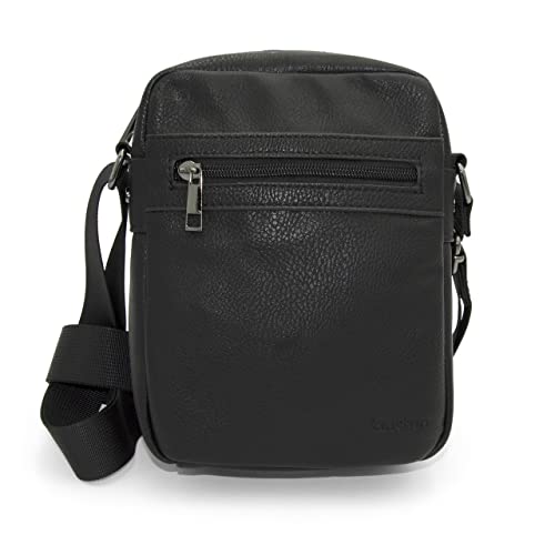 KINSTON Sac bandoulière Porté Epaule Croisé Travers effet cuir Vintage - Petite Taille - Pochette Besace Messenger Multipoche Travail Affaires Business - Mode Ville Classique Sport (small, noir) Cover