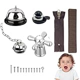 Potatomato Busy Board Zubehör & Activity Board – DIY Zubehör für Kleinkinder – Sensorikbrett Teile – Reißverschluss, Weihnachtsglocke, Essensglocke, Fahrradklingel, Klettband – Montessori-Spielzeug