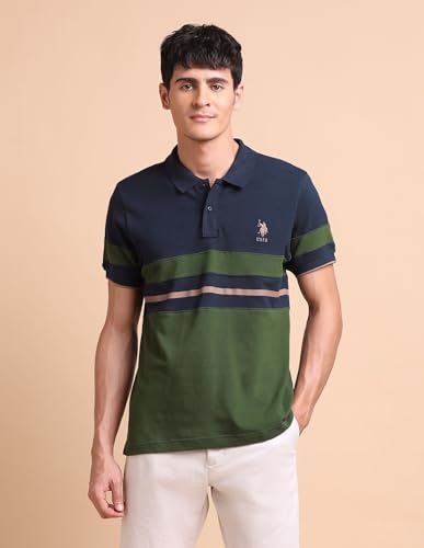 Image of U.S. POLO ASSN. Slim Fit Polo T Shirts for Men - 100% Cotton, Half Sleeves Mens Tshirt