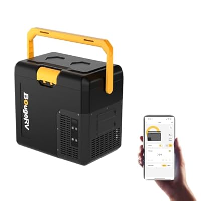 BougeRV 12 Volt Refrigerator, 19QT Car Fridge, Car Refrigerator, 18L Portable Freezer, -4~68?, 12/24V DC, 110~240V AC, Idea for 2 People, Road Trips, Truck, Camping (Battery Not Included)