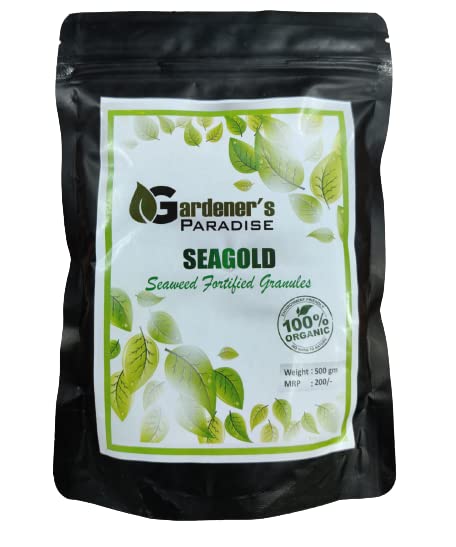 Shri Ram Green Garden Seagold Seaweed Fortified Granules for Plants - Suitable for All Type Of Plants | Bio Fertilizer For Gardening and Terrace Farming- Organic Fertilizer 1 kg (Pack of 2)