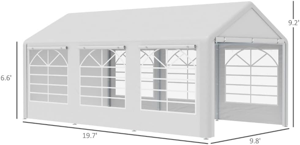 10' X 20' Party Tent, Gazebo Canopy with 4 Removable Side Walls and 6 Windows