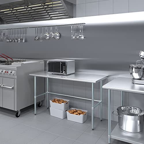 Image of AmGood Stainless Steel Work Table Open Base | Metal Work Bench (Stainless Steel Table Open Base, 60 inch Long x 24 inch Deep)