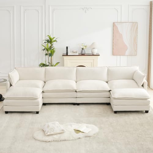 ROWHY Oversized Modular Sectional Couch with 2 Movable Ottoman, 148"