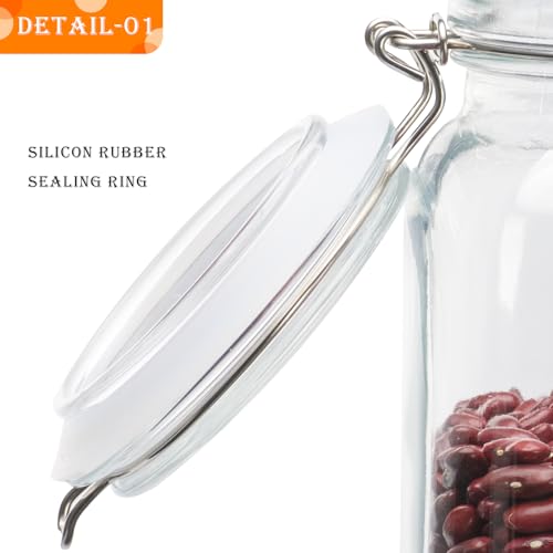 Image of Large Glass Storage Containers with Airtight Lids 78oz 3 Pack | Flour, Sugar, Cereal, Cookies, Kitchen Canisters for Pantry Organization, Square Air Tight Glass Storage Jars Wide Mouth