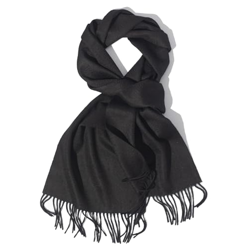 POINROLL 100 % Kaschmir-Schals für Damen Pashmina-Wraps Fransenkanten 180 3 x 30 5 cm leichte und warme Winterkollektion Schwarz 71x12 inches(including fringe)