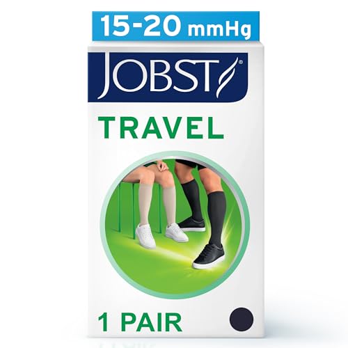 JOBST Travel Reisestrümpfe für Damen und Herren - hilft, Reisethrombosen vorzubeugen - weich, atmungsaktiv dank 33% Baumwollanteil, Navy, Size 1