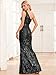 YHHOWEP Women Sequin Long Dress One Shoulder Sparkle Bodycon Glitter Evening Wedding Guest Formal Party Maxi Dresses Ball Gown Black S