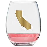 Premium US State Fine Quality Handmade Gold 19oz Stemless Glass Gift, w/Heart State Capital Made in