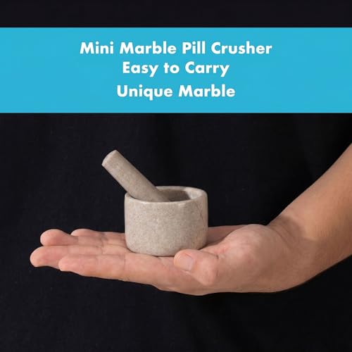 Image of Marble Pill Crusher with Silicone Base - Blade-Free Mortar Pill Grinder for Seniors, Pets & Adults, Natural Stone Tablet Pulverizer for Easy Medicine Taking