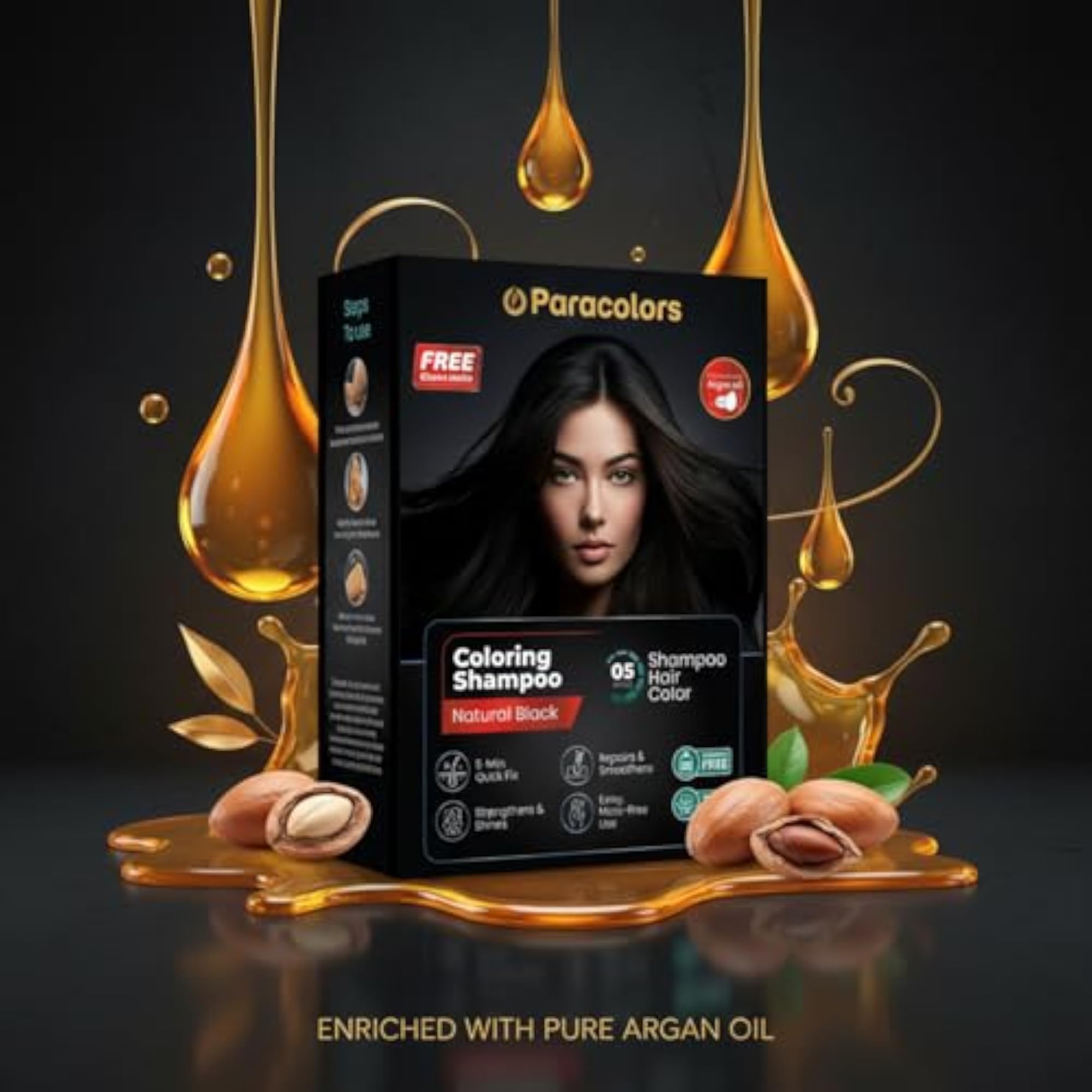 Natural Black Coloring Shampoo, Quick Fix, Gift for Her